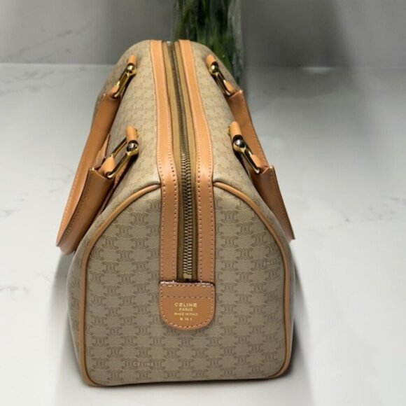 Celine Macadam Boston Bag Cream and Tan NWOT! + COA - Picture 10 of 16